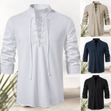 T-shirt homme en coton et lin avec cordon de serrage