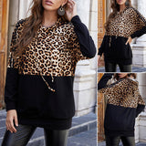 Sweat-shirt à empiècements à imprimé léopard