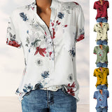 Chemise manches courtes imprimée col V