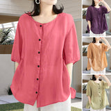 Chemisier estival à manches mi-longues et encolure ronde