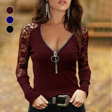 Chemisier Á Col Zippé En Dentelle Épissée