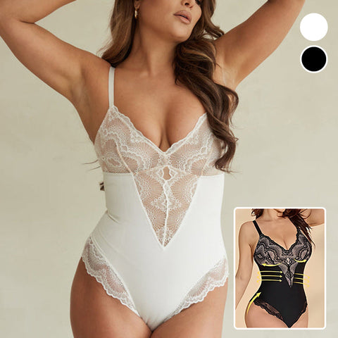 Combinaison Sexy à Col en V Profond en Dentelle