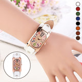 Montre pour Femme Vintage en Cuir et Pierre à Quartz