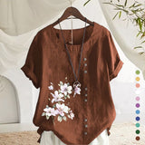 Chemise En Lin Et Coton Á Fleurs