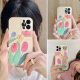 Étui à Fleurs Mignon avec Lanière de Téléphone