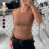 Gilet sans manches à licou uni coupe slim