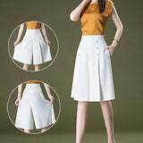 Pantalon à Jambe Large Drapé De Glace à Taille Haute