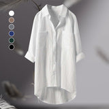 Chemise femme unie en coton lin