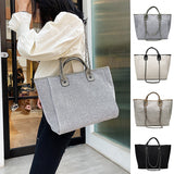 Sac fourre-tout en toile à bandoulière pour femmes, sac seau à sangle en chaîne