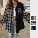 Chemise ample décontractée à carreaux asymétriques pour femmes