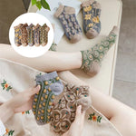 Chaussettes en coton à motif floral gaufré pour femmes