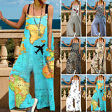 Combinaison à bretelles décontractée à imprimé lâche pour femmes