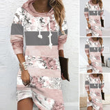 Robe à Imprimé Floral et Manches Longues avec Capuche