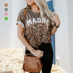 T-shirt tendance col rond imprimé léopard