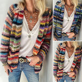 Cardigan à Rayures Arc-en-ciel pour Femme