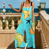 Combinaison à bretelles décontractée à imprimé lâche pour femmes