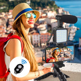 Kit de microphone vidéo professionnel avec trépied et lumière LED