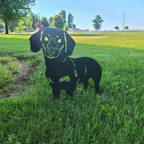 Décoration De Jardin Silhouette De Chien En Métal