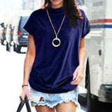T-shirt à demi-col roulé et manches poupée