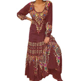 Robe à manches longues à imprimé vintage