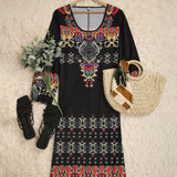 Robe à manches longues à imprimé vintage