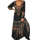 Robe à manches longues à imprimé vintage