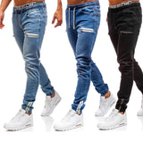 Jeans de sport décontractés pour hommes avec fermeture éclair