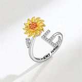 Bague Réglable Lettre Tournesol pour Fille/petite-fille