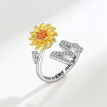 Bague Réglable Lettre Tournesol pour Fille/petite-fille