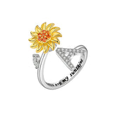 Bague Réglable Lettre Tournesol pour Fille/petite-fille