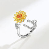 Bague Réglable Lettre Tournesol pour Fille/petite-fille