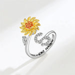 Bague Réglable Lettre Tournesol pour Fille/petite-fille