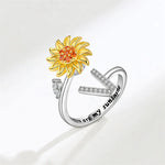 Bague Réglable Lettre Tournesol pour Fille/petite-fille