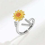 Bague Réglable Lettre Tournesol pour Fille/petite-fille