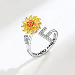 Bague Réglable Lettre Tournesol pour Fille/petite-fille