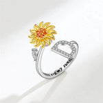 Bague Réglable Lettre Tournesol pour Fille/petite-fille
