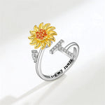 Bague Réglable Lettre Tournesol pour Fille/petite-fille