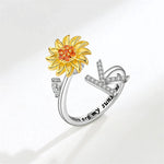 Bague Réglable Lettre Tournesol pour Fille/petite-fille