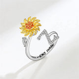 Bague Réglable Lettre Tournesol pour Fille/petite-fille