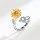 Bague Réglable Lettre Tournesol pour Fille/petite-fille