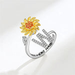 Bague Réglable Lettre Tournesol pour Fille/petite-fille