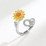 Bague Réglable Lettre Tournesol pour Fille/petite-fille