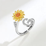Bague Réglable Lettre Tournesol pour Fille/petite-fille