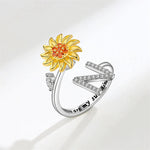 Bague Réglable Lettre Tournesol pour Fille/petite-fille