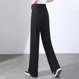 Pantalon d'été taille haute en soie glacée drapé pour femme