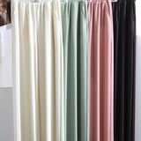 Pantalon d'été taille haute en soie glacée drapé pour femme