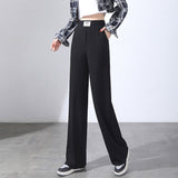 Pantalon d'été taille haute en soie glacée drapé pour femme