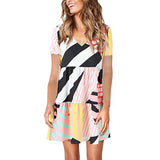 Robe de poche à imprimé superposé et manches courtes à encolure en V