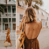 Robe dos nu à col rond et à la mode sexy