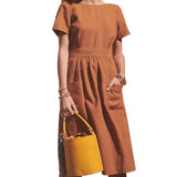 Robe dos nu à col rond et à la mode sexy